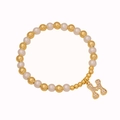 Elegant beaded bracelet with pearls and a sparkling crystal-encrusted letter H pendant - Letter H
