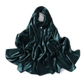 Detail shot of a dark green satin scarf showing soft pleats and a silky pearl finish - Retro Green