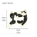 Cute black and white cat fish enamel pin badge with dimensions 28mm by 31mm - Stretching Style (XZ2355-1)
