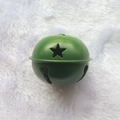 Green metal Christmas star cutout bell for DIY crafts and pet collars on white plush - Star Painted Green