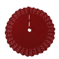 Detailed texture of red knitted Christmas tree skirt with hollow wavy patterns - Purplish Red