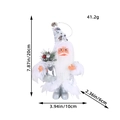Standing silver Santa doll ornament with sequin hat and gift bag, size 20x10x6cm - White Sequin Hat