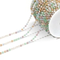 Macaron color faceted 3mm amethyst bead chain with gold metal link for DIY jewelry - 3mm Mixed Color Crystal Gold Chain Style 06