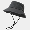 Close-up of dark grey sun hat featuring breathable laser-cut mesh and windproof cord - M (56-58cm) / Dark Gray