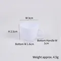 Miniature white plastic tea cup model for dollhouse DIY craft with side handle - White