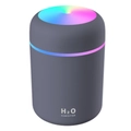 Humidificador de escritorio gris oscuro con anillo de luz RGB y marca H2O - Versión Antigua / Gris