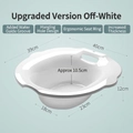 Off-white ergonomic sitz bath for toilet with water drainage channels and hanging hole - Deepened Nursing Basin / White