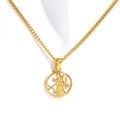 Collana con moneta zodiacale placcata oro con ciondolo a figura cava e piccoli cristalli - Vergine - Oro