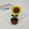 Handmade crochet sunflower potted plant with yellow petals and brown pot decor - Sunflower Pot