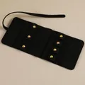 Portable black microfiber jewelry roll organizer with snaps for rings and necklaces - Black