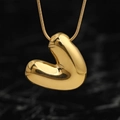 Polished gold heart pendant on a thin snake chain necklace for women's jewelry - Gold (V) (Large)