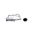 Simpatico spilla in smalto a gatto bianco con banner I Need A Hug e chiusura nera - Gatto Bianco (I NEED A HUG)