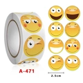 Roll of 2.5cm yellow smiley face emoji stickers for birthday gift seal and decoration - A-471 Yellow Emoji Patterns