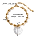 Bracelet à billes en or 18 carats avec un pendentif en cristal en forme de cœur - Bracelet Cœur Transparent (JDBW2305035-WT)