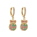 Boucles d'oreilles créoles de Noël dorées avec boules en cristal et petits nœuds festifs - Or Multicolore Zirconia Sac Cadeau de Noël