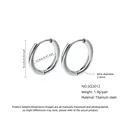 Polished silver titanium steel hoop earrings featuring 16mm outer diameter specifications - 2.0*12mm / Steel