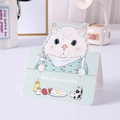 Cartoon white cat birthday card with Eat well every day quote and food illustration - Cat