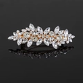 Elegante pettine per capelli da sposa dorato con cristalli e strass in design a foglia - Stile C - Fermaglio per capelli Oro + Strass Completi