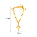 Titanium bow link chain stud earring in 18K gold finish with star pendant and zircon - Four-Pointed Star / Gold
