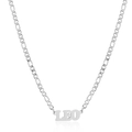 Silver 304 stainless steel Figaro chain necklace with Leo zodiac letter pendant - Steel Leo