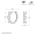 Vista detallada de los pendientes de plata S925 con circonitas 5A y dimensiones - Plata 925 / Plata 925 chapada en oro blanco