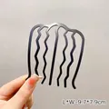 Black wavy U-shaped hair comb clip for bun styling measuring 9.7x7.9cm size - 9.7x7.9cm / ABS Plastic / Large Wave Hair Fork