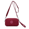 Versatile burgundy nylon crossbody handbag with adjustable strap and Smile Way logo - Burgundy