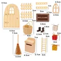 Set navideño en miniatura para casa de muñecas con puerta de madera y buzón detallado - [Combo de Navidad] Juego de 15 Piezas