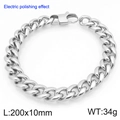 Bracelet gourmette en acier inoxydable poli argenté, largeur 10mm et longueur 200mm - Largeur 10mm x Longueur 200mm (KB207780-Z)