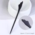 Handcrafted 17.5cm black ebony wood hair stick with elegant minimalist cloud carving - Carved - River & Mountain
