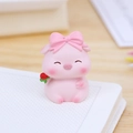 Cute pink pig figurine with red rose and bow for office desk or car interior decor - 002D Mini Bow Tie Pig