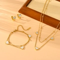 Elegantes Schmuckset aus 18K vergoldetem Edelstahl mit Herzanhängern aus Perlmutt - P301+C607+G205 Herz 3-Teiliges Set