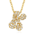 Gold plated initial necklace with K pendant and zircon stones on a fine chain - Letter K