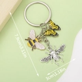 Bee and butterfly keychain featuring yellow enamel charms and vintage silver bee pendant - Bee Butterfly