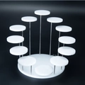 Detailed view of white acrylic 12-tier spiral jewelry display stand with metal support rods - 12-Round Display Stand / White