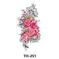 Waterproof temporary tattoo sticker with red rose and black mandala design TH-251 - Th-251 / 210*148mm