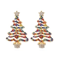 Orecchini ad albero di Natale con strass colorati su metallo dorato lucido - Oro con strass multicolore