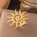 Anillo sol bañado en oro 18K de acero inoxidable, diseño abierto con espiral y textura martillé - Anillo de Sol en Espiral / Dorado