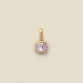 Minimalist square lavender zircon pendant with 18k gold plating for jewelry making - June Pendant (Light Purple)
