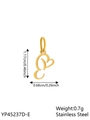 Golden heart-shaped stainless steel letter pendant with precise dimension measurements - Geometric Heart-E