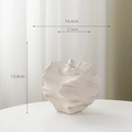 White matte ceramic vase with irregular pleated texture, 14.4cm width and 12.6cm height - Huanjing Matte (Small) / Off White
