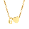 18K gold-plated stainless steel necklace with heart and capital letter G pendant - Gold - Letter G