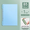 Blue B5 transparent PP loose-leaf binder covers set with 2 rings for DIY notebooks - 26 Holes B5 / Sky Blue