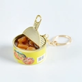 Miniature orange canned fruit keychain with realistic resin pulp and metal pull ring - Orange Style - Gold Keychain