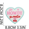 Detail of a Howdy Sweetie heart embroidery patch showing 8.8cm x 8.2cm dimensions - HOWDY sweetie Style (5号)