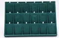 Dark green velvet 18-compartment jewelry display tray with white hanging loops for earrings - Jade Pendant Tray / 35x24x3cm