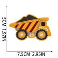 Detailed embroidery texture of a yellow dump truck patch with 5cm x 7.5cm size markings - Yellow Dump Truck (W9WJ-095-08)