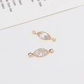 Coppia di connettori marquise in zircone dorato per creazione gioielli fai-da-te e bracciali - 13# Marquise Doppio Occhiello (5*14mm)