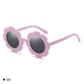 C6 pink flower-shaped sunglasses for children with dark grey protective PC lenses - Kids / C6 Pink Purple Frame Grey Lens