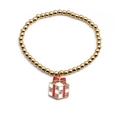 Bracciale a sfere dorate regolabile con ciondolo a forma di scatola regalo e zirconi colorati - Scatola regalo-0824YS